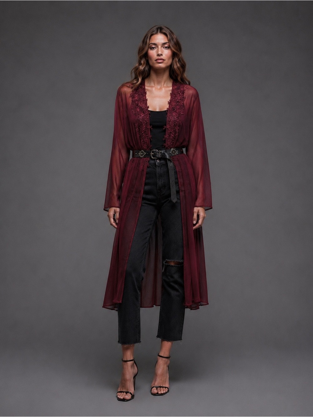 Function & Fringe Edit | Embellished Sheer Chiffon Duster Layer